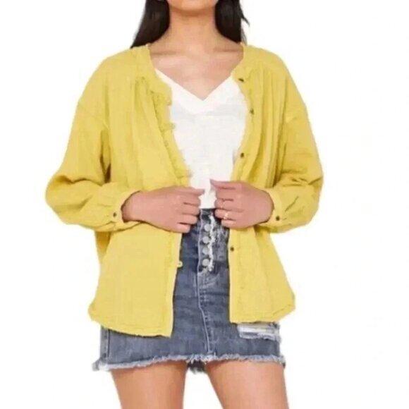 FREE People We The Free Moving Mountains Shirt Cotton Gauze Oversized Women's M - Picture 1 of 14